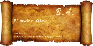 Blander Alex névjegykártya